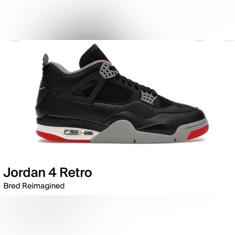 Air Jordan 4 Retro Bred Reimagined Black and Red Sneakers